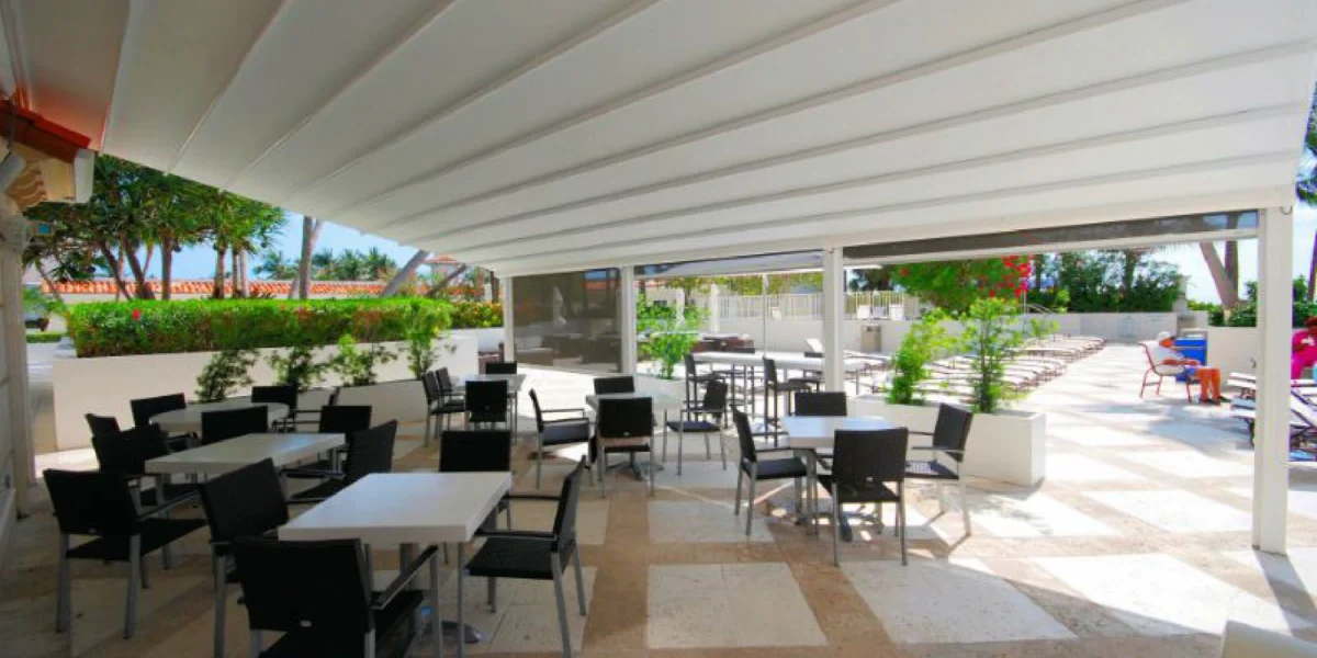 Retractable Canopy - Blue Green Diamond