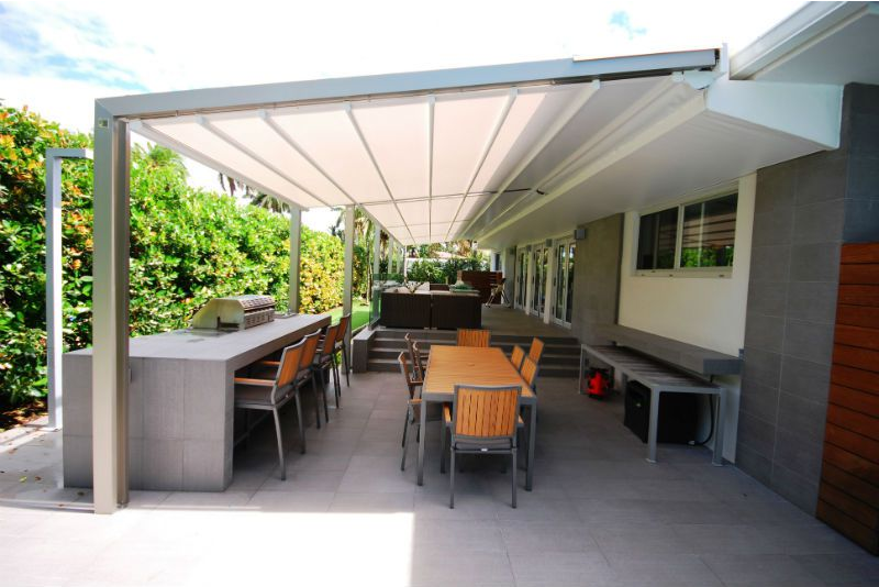 Retracting canopies for Private Residence
